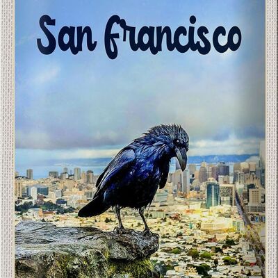 Targa in metallo da viaggio 20x30 cm San Francisco Veduta della città di Rabe