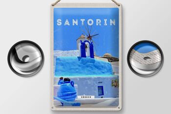 Plaque en tôle voyage 20x30cm Santorin Grèce Grèce bleu 2