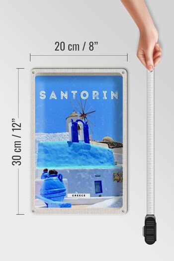 Plaque en tôle voyage 20x30cm Santorin Grèce Grèce bleu 4