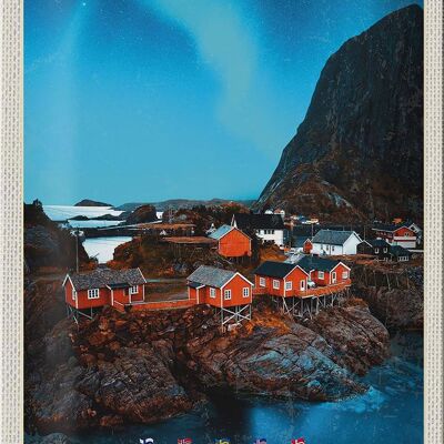 Cartel de chapa viaje 20x30cm Escandinavia vacaciones mar montañas