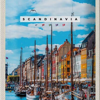 Cartel de chapa viaje 20x30cm Escandinavia viaje en barco vacaciones mar