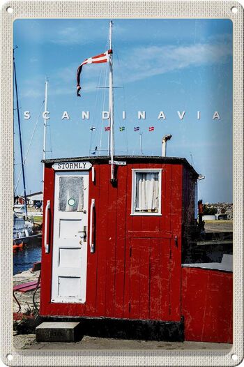 Signe en étain voyage 20x30cm, scandinavie mer Stromly maison rouge 1