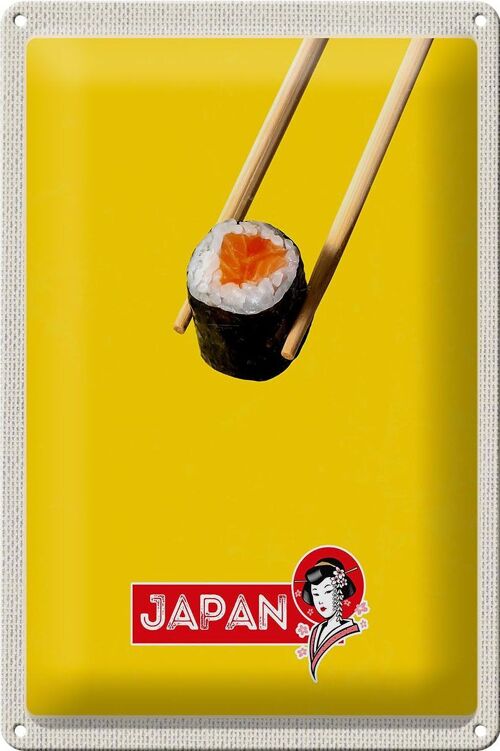 Blechschild Reise 20x30cm Japan Sushi Stäbchen Fisch Essen