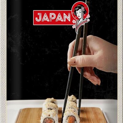Targa in metallo da viaggio 20x30 cm Giappone Asia Sushi Pesce Alghe bastoncini