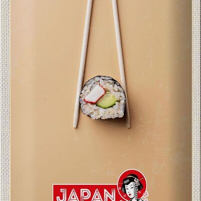 Cartel de chapa de viaje, 20x30cm, Japón, Asia, sushi, pescado, pepino, palillos