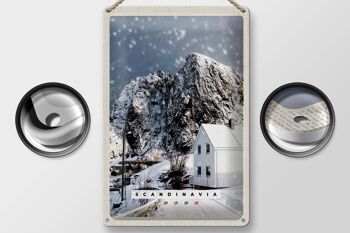 Panneau en étain voyage 20x30cm, maison de montagne, neige, hiver, scandinave 2