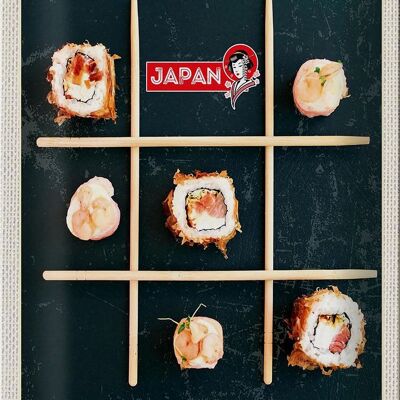 Cartel de chapa de viaje, 20x30cm, Japón, soja, sushi, pescado, pepino, palillos