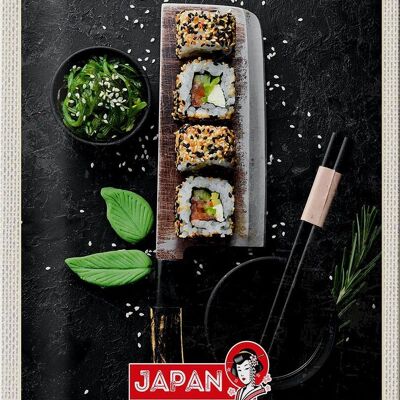 Cartel de chapa de viaje, 20x30cm, Japón, Asia, sushi, comida de pescado, palillos