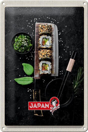 Baguettes de voyage en étain, signe en étain, japon, asie, Sushi, poisson, nourriture, 20x30cm 1