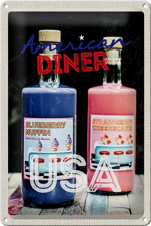 Blechschild Reise 20x30cm Amerika Diner Restaurant blau Muffin