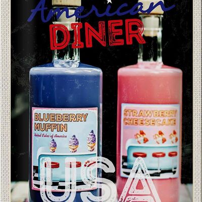 Targa in metallo da viaggio 20x30 cm America Diner Restaurant Blue Muffin