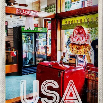 Cartel de chapa de viaje, 20x30cm, América, restaurante, música, comida