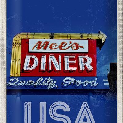 Cartel de chapa de viaje, 20x30cm, America Mees Diner Restaurant Court