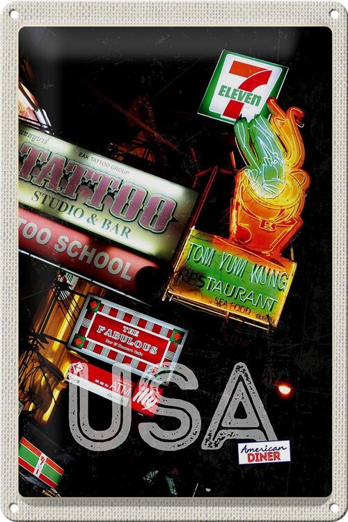 Blechschild Reise 20x30cm Amerika Tattoo Restaurant Diner 90er