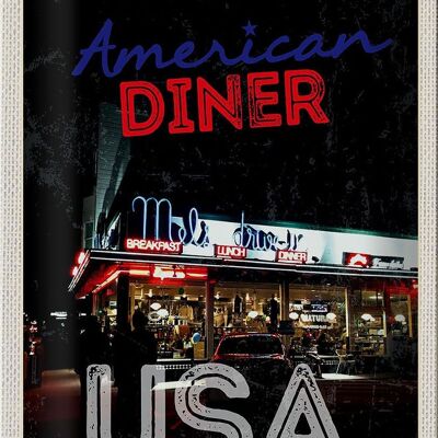 Cartel de chapa de viaje, 20x30cm, EE. UU., restaurante, almuerzo y cena