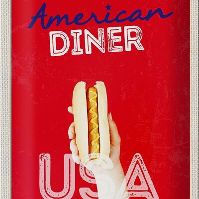 Targa in metallo da viaggio 20x30 cm America USA Hot Dog Piatto fast food