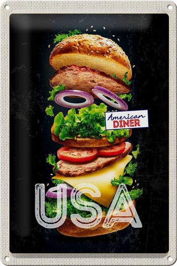 Panneau de voyage en étain, 20x30cm, peinture de tomates de hamburger américain et américain 1