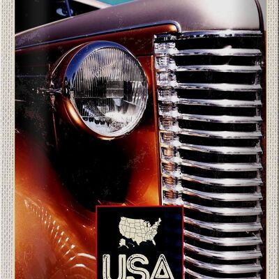 Blechschild Reise 20x30cm USA Amerika Auto braun Oldtimer