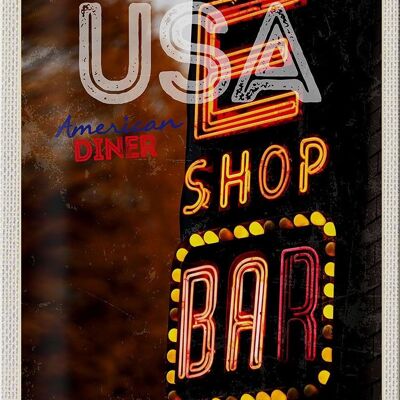 Targa in metallo da viaggio 20x30 cm America USA Bar Shop Diner Festeggia