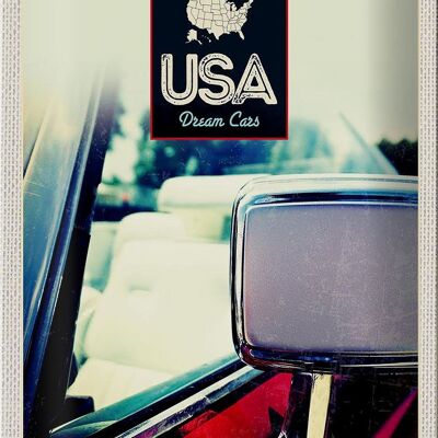 Tin sign travel 20x30cm America vehicle mirror red painting