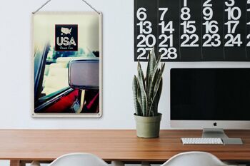 Panneau de voyage en étain, 20x30cm, miroir de véhicule américain, peinture rouge 3