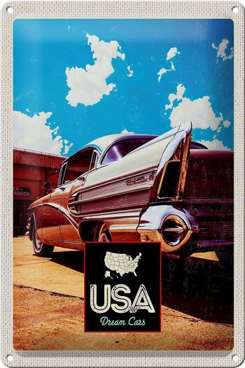 Signe en étain de voyage, 20x30cm, voiture américaine, américaine, 75, voiture Vintage, vacances 1