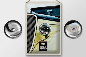Plaque en tôle voyage 20x30cm Amérique voiture vintage beige lampe vacances 2