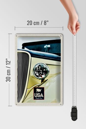 Plaque en tôle voyage 20x30cm Amérique voiture vintage beige lampe vacances 4
