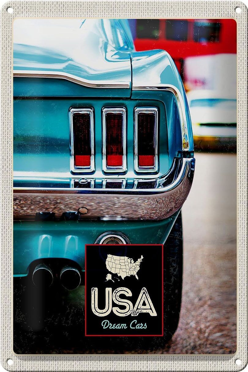Cartel de chapa viaje 20x30cm EE.UU. vehículo antiguo vacaciones vintage