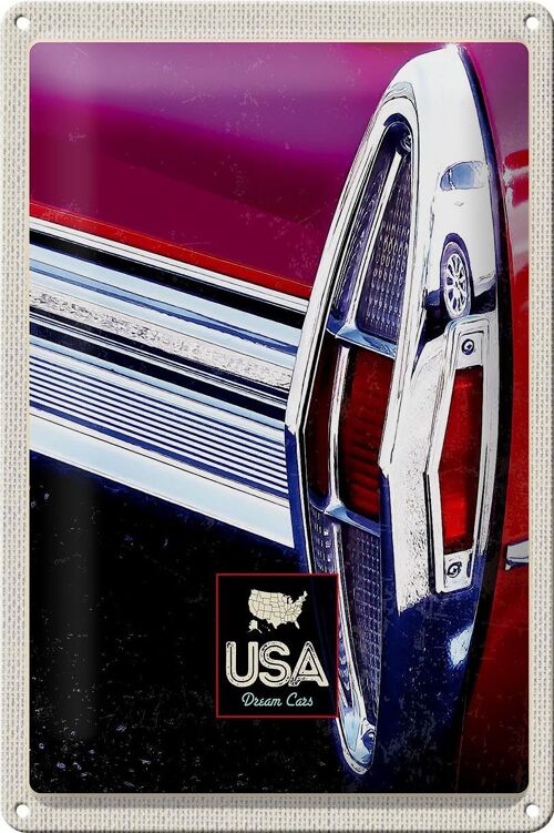 Blechschild Reise 20x30cm Amerika Oldtimer Dream Cars rot Urlaub