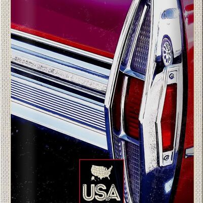 Targa in metallo da viaggio 20x30 cm America Vintage Dream Cars Red Holiday