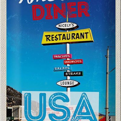 Blechschild Reise 20x30cm USA Restaurant Pancakes Steaks Salat