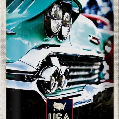 Metal sign travel 20x30cm America vintage car America green