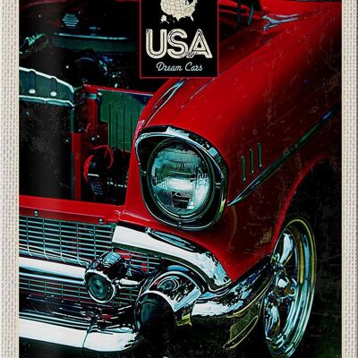 Blechschild Reise 20x30cm Amerika Oldtimer 90er rot Urlaub