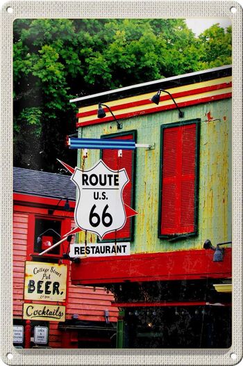 Panneau en étain voyage 20x30cm, Amérique Route 66 Restaurant Chicago 1