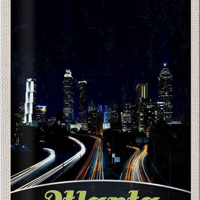 Cartel de chapa de viaje, 20x30cm, Atlanta, América, ciudad, edificio de la calle