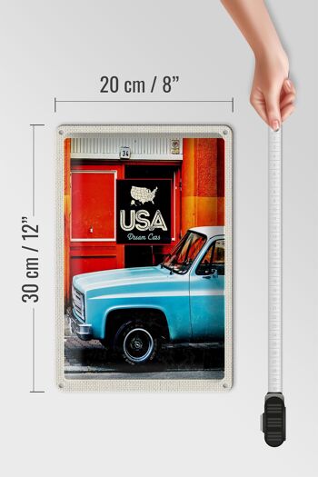 Panneau de voyage en étain, 20x30cm, USA Vintage Dram Cars, bleu amérique 4