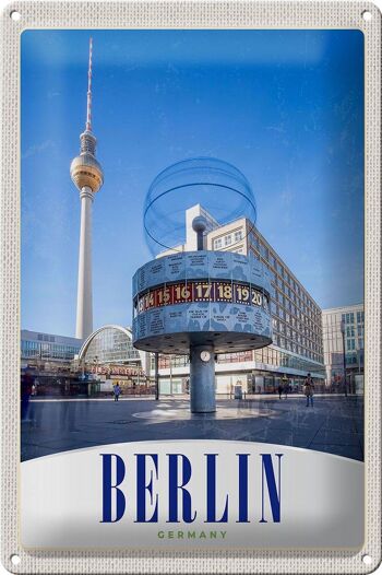 Plaque en tôle voyage 20x30cm Berlin Allemagne Alexanderplatz 1