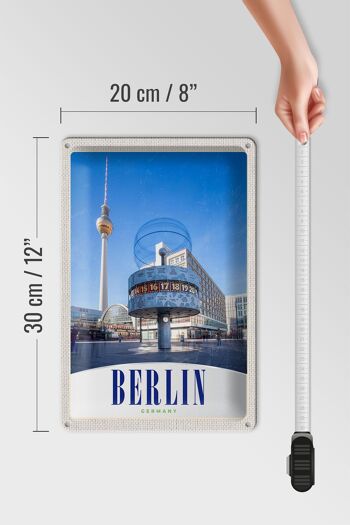 Plaque en tôle voyage 20x30cm Berlin Allemagne Alexanderplatz 4