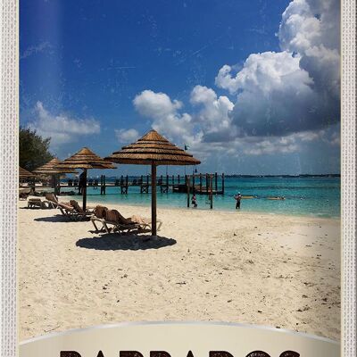 Cartel de chapa de viaje, 20x30cm, Isla de Barbados, Francia, playa del mar
