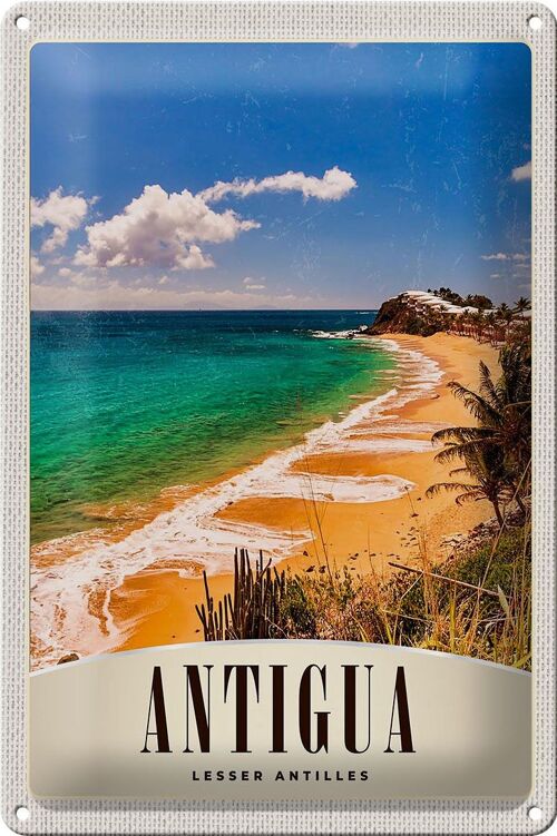 Blechschild Reise 20x30cm Antigua Karibik Strand Meer Urlaub
