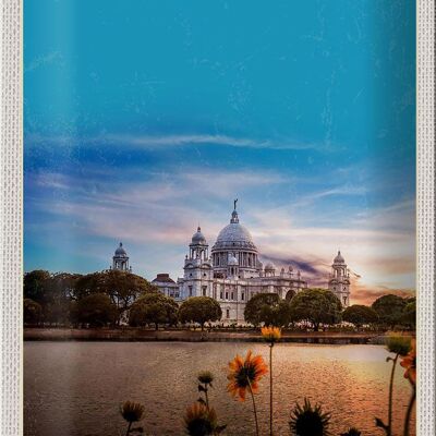 Blechschild Reise 20x30cm Calcutta Indien Meer Architektur Trip