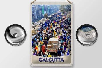 Plaque en tôle voyage 20x30cm Calcutta Inde 4,5 millions d'habitants 2