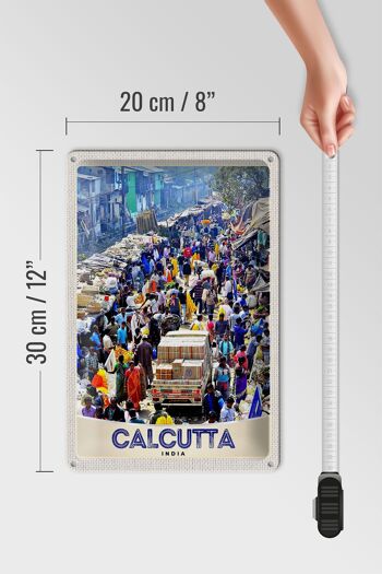 Plaque en tôle voyage 20x30cm Calcutta Inde 4,5 millions d'habitants 4