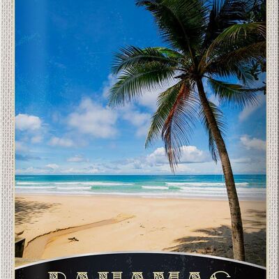 Cartel de chapa de viaje, 20x30cm, Bahamas, India Occidental, playa, palmera