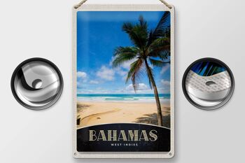 Panneau de voyage en étain, 20x30cm, Bahamas, inde occidentale, plage, palmier 2
