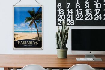 Panneau de voyage en étain, 20x30cm, Bahamas, inde occidentale, plage, palmier 3