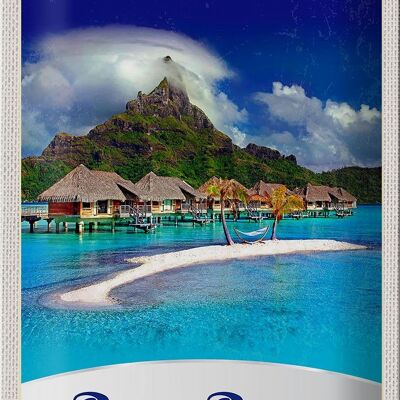 Panneau en étain voyage 20x30cm Bora Bora île vacances soleil plage