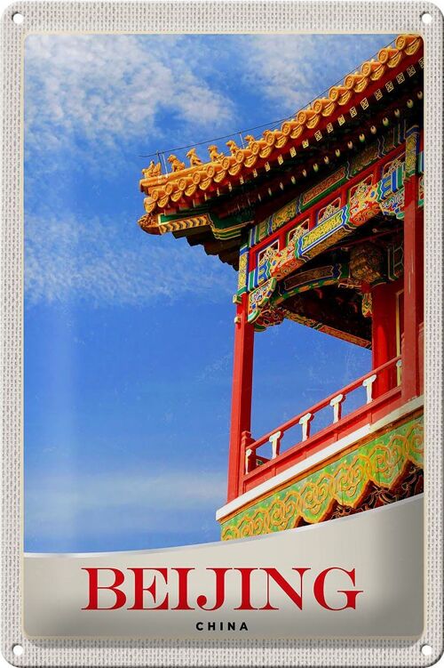 Blechschild Reise 20x30cm Beijing China Haus bunt traditionell