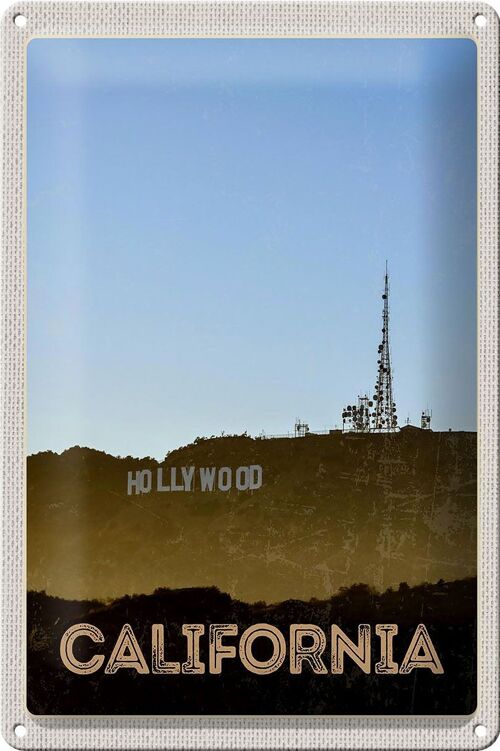 Blechschild Reise 20x30cm California Amerika Hollywood Star